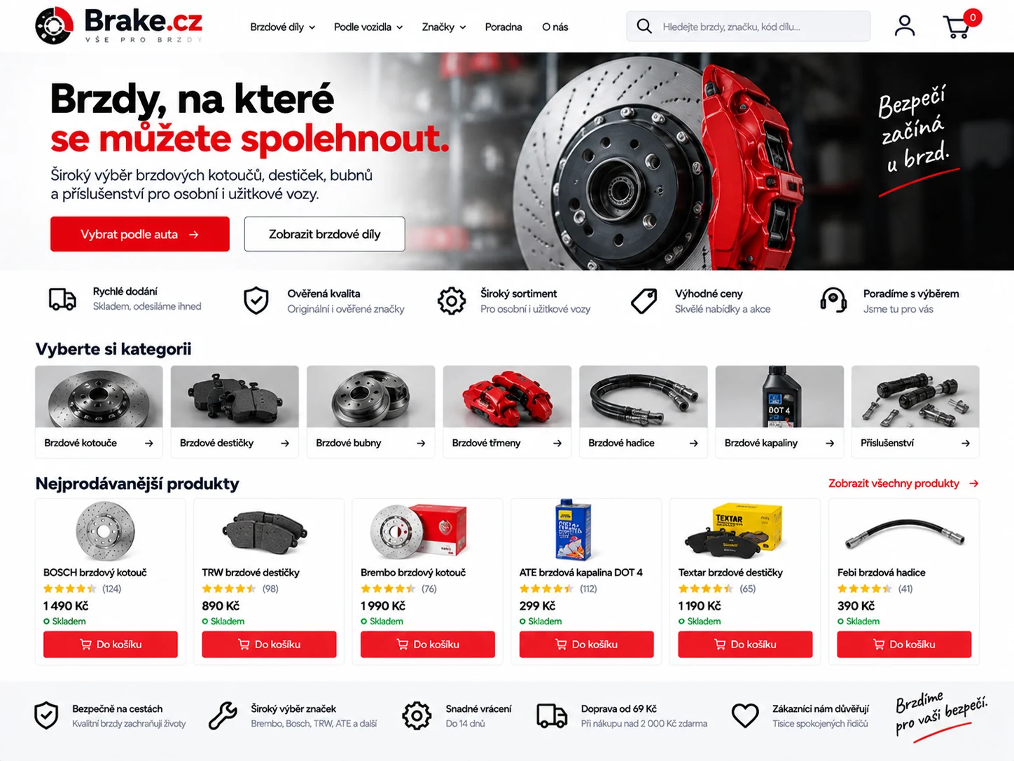 Ilustrační návrh pro Brake.cz: e-shop s brzdovými díly a příslušenstvím